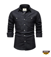 CT6.1 Pcs Denim Double Poket Shirt -Black