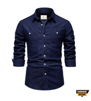 CT6.1 Pcs Denim Double Poket Shirt -Navy Blue