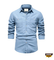 CT6.1 Pcs Denim Double Poket Shirt -Light Sky