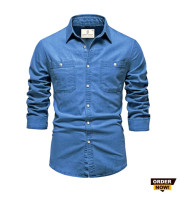 CT6.1 Pcs Denim Double Poket Shirt -Sky Blue