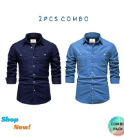 CT6.2 Pcs Denim-Double-Poket-Navy Blue +Sky Blue