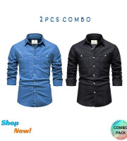 CT6.2 Pcs Denim-Double-Poket-Black+Sky Blue